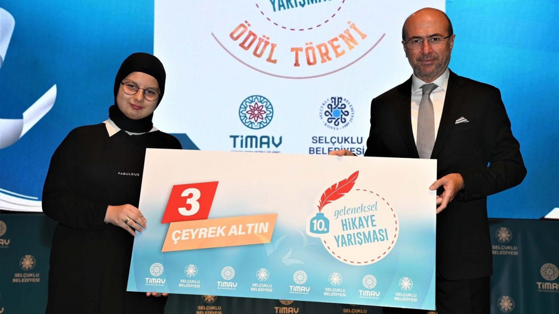 İHL'ler Arası Düzenlenen 10.Geleneksel Hikaye Yazma Yarışmasında Türkiye 3.sü Olan Öğrencimiz Sudenaz ÇELİK Ödülünü Aldı