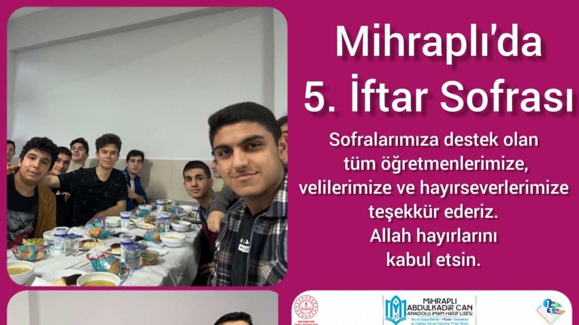 Mihraplı'da 5. İftar Sofrasının Konukları 12. Sınıf Erkek Öğrencilerimizdi